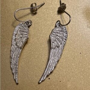 Elegant Silver Wing Drop Earrings
